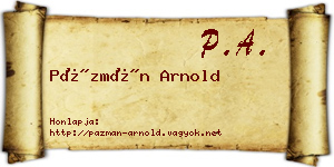 Pázmán Arnold névjegykártya