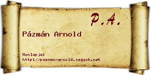 Pázmán Arnold névjegykártya