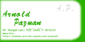 arnold pazman business card